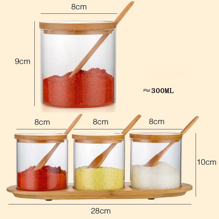Factory Wholesale 300ml Borosilicate Glass Jar Container with Bamboo Lid Glass Storage Jar for Kitchen