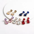 New Arrivals Claw Setting Diamond Geometric Stud Earrings Crystal Rhinestone Water Drop Earrings Ladies Jewelry