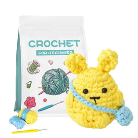Bohe Crochet Animal Kit for Beginners With Video Tutorial Cotton Knitting Yarn Thread Easy to Do DIY Craft Cute Bunny