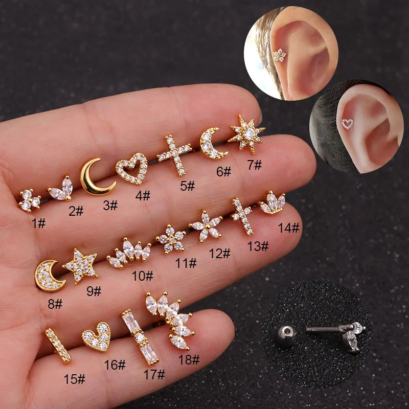 HOVANCI Multiple Designs Stud Piercing Earring Flower Labret Lip Piercing Dangle Helix Cartilage Earrings MegaBDM