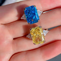 925 Sterling Silver Jewelry Yellow Diamond Ice Flower Cut 10*14 Engagement Ring