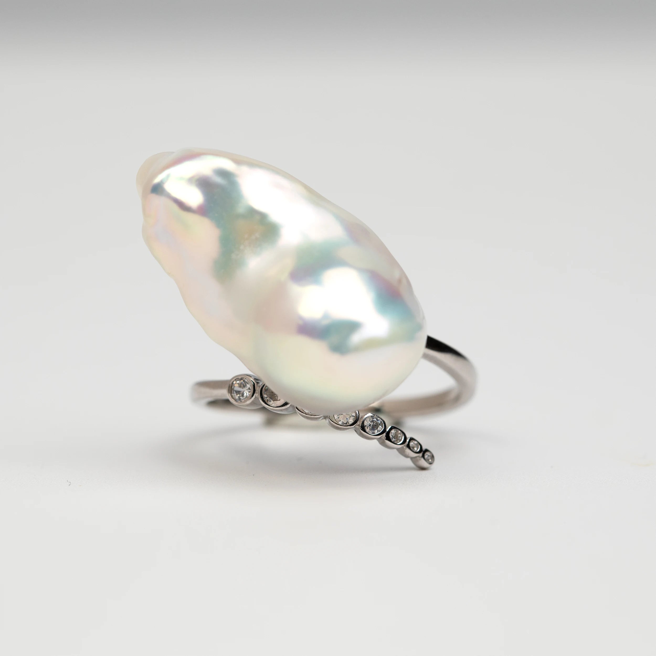 Refined Artisanal Baroque Shaped 925 Silver Freshwater Pearl Rings for Women High Grade Special Occasion Jewelry Custom
