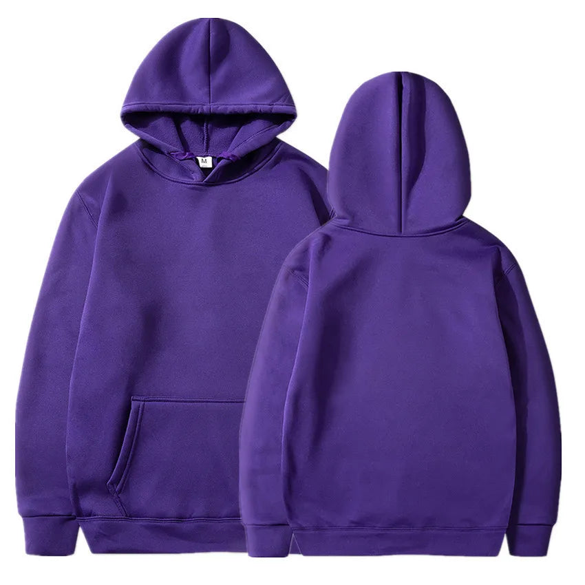 Unisex Hooded Sweatshirt and Sweatpants Set Men's Autumn Pullover with Long Sleeve Round Neck Cotton Material-Solid Pattern
