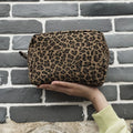 Custom Canvas Leopard Cosmetic Bag 8.5*3.7*6.0 Inch Cheetah Makeup Bags Women Toiletry Handbag  DOM106387