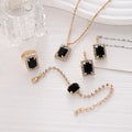 Luxury Vintage Style 3Pcs/Set Green Red Rhinestone Jewelry Set Bracelet Ring Earring Necklace for Women Jewelry