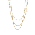 Non Tarnish Fashion Gold Plated Jewelry Stainless Steel Necklaces Cross Box Paperclip Chains Triple Layer Necklace for Women