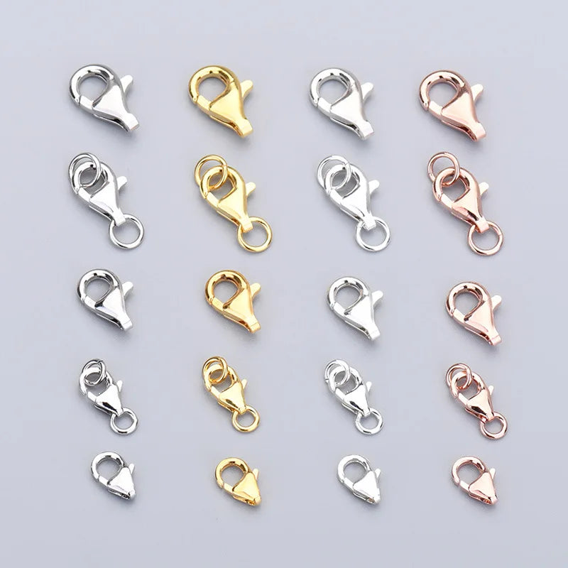 7mm 8mm 9mm 11mm 13mm 14mm 16mm Real 925 Sterling Silver Lobster Clasp for Diy Bracelet Necklace Jewelry Findings
