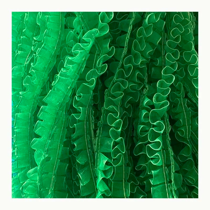 15mm Diy Craft Garment Accessories Ruffled Tulle Lace Organza Sewing Soft Toy Dress Headband Christmas Party Bulk Lace Fabric