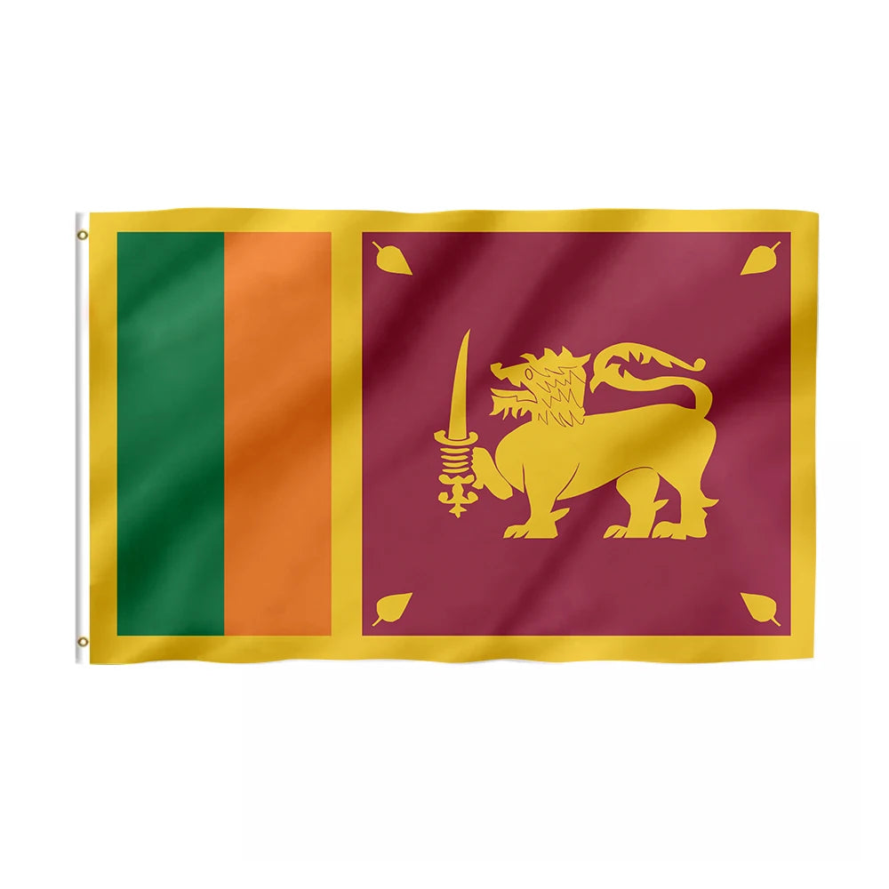 Promotional 3x5ft Custom Sri Lanka Flag 100% Nylon Outdoor Flying Pennant Sublimation Logo Design Any Design Banners Welcome