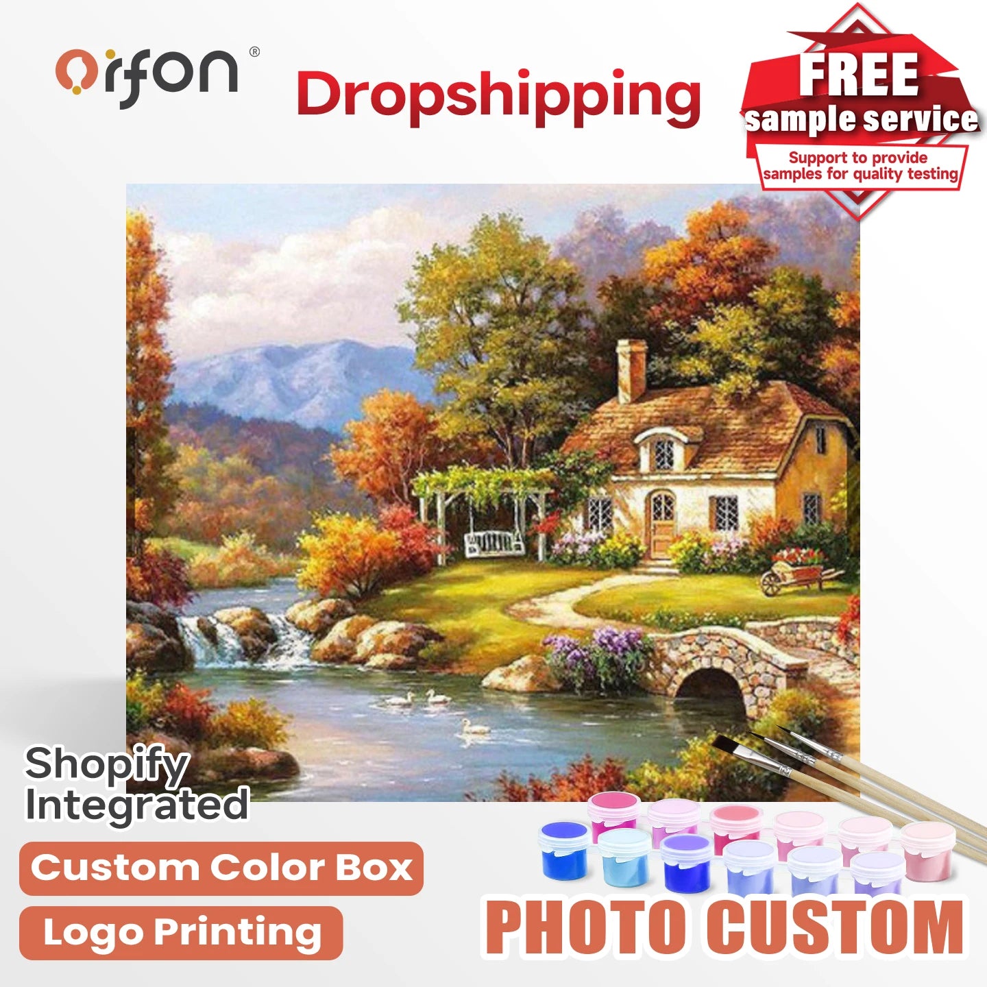 Orfon DIY Painting Numbers Kits Classical Landscape Color Linen Canvas Factory Wholesale Impressionists Unframed Canvas