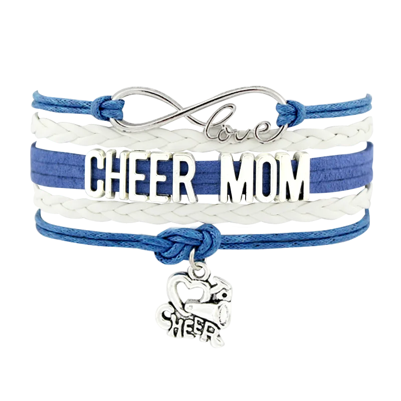 Factory Custom Made Infinity Love Heart Megaphone Charm Bracelet for Cheer Mom Nana Cheerleader Team Girls Wrap Bracelet