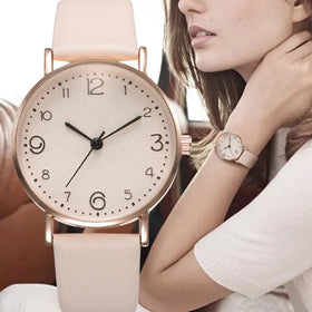 Cross Border Popular Fashion Minimalist Scale Women's Quartz Watch Korean Version Leather Leisure Strap Student Watch Wholesale