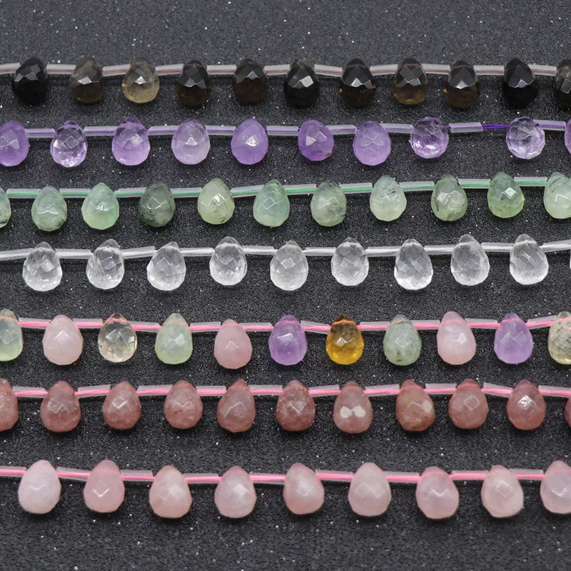 Faceted Teardrop Stone Beads Top Drilled Water Drop Gemstone Loose Beads 10x14mm for Jewelry Necklace Bracelet Earring Making
