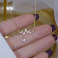 Wholesale Fashional Female Pulse ECG Zircon Pendant Diamond Clavicle Necklace