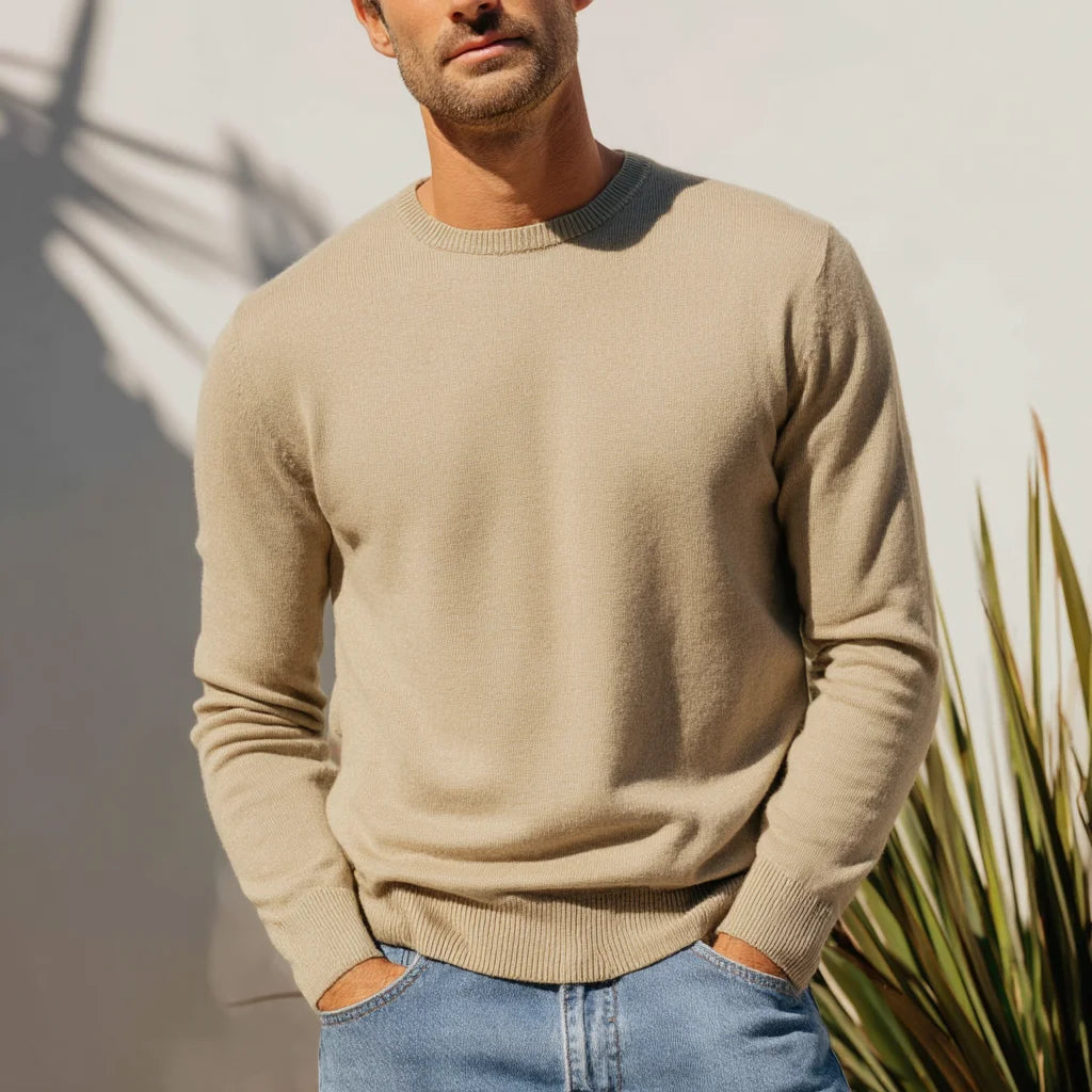 Men's Fashion Sustainable Spring Crewneck Sweater Organic Cotton Lightweight Breathable Anti-Wrinkle Anti-Shrink Knitwear