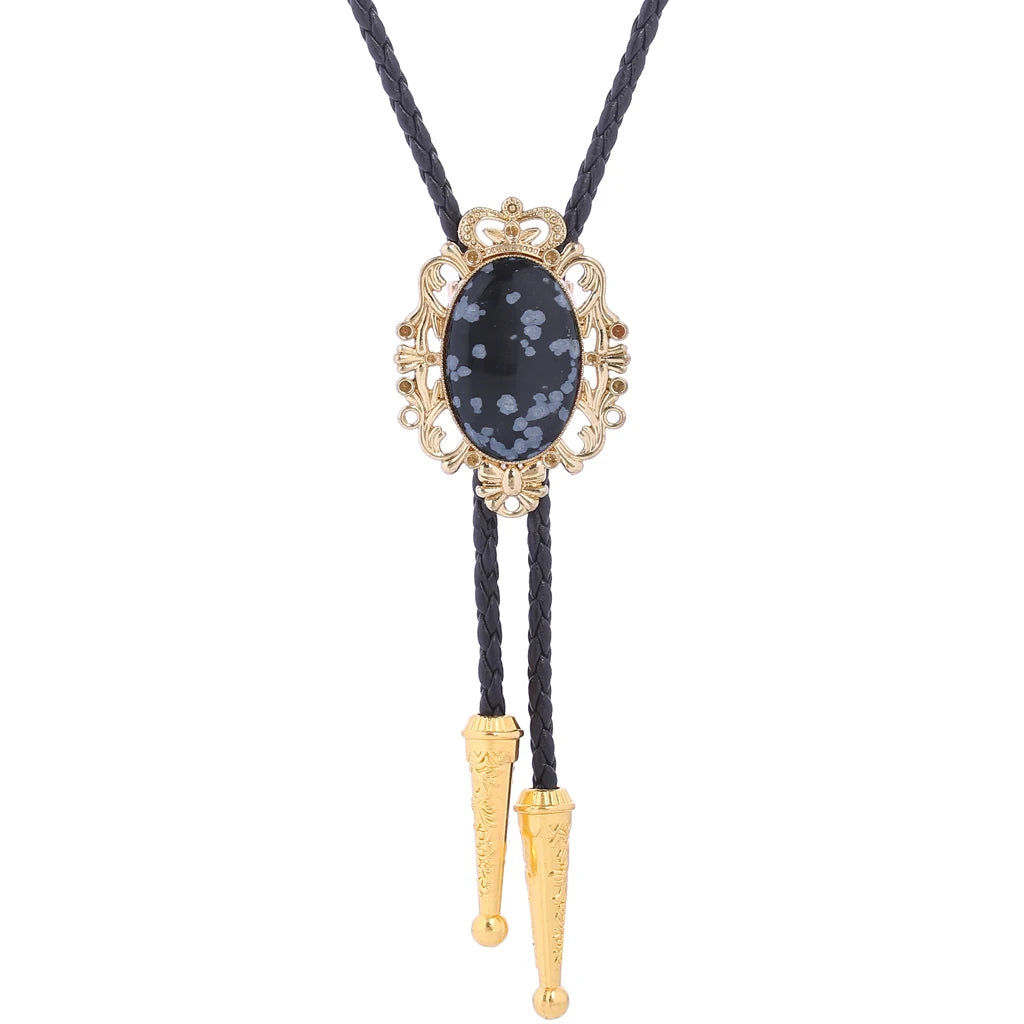 Hamocigia Factory Wholesale Men Antique Glod Jewelry Western Cowboy Stone Bolo Tie