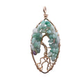 Hot Selling Green Aventurine Natural Chip Stone Pendant Children's Tree of Life Wire Wrap Charm Jewelry