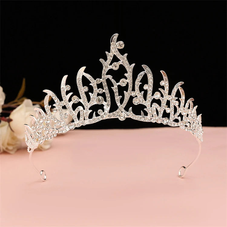 White Silver Grass Shape Rhinestone Wedding Hair Accessories Luxury Diamond Crystal Brooch for Bride Alloy Elegant Crystal Bride