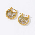 Fashion Jewelry Women Design Full Diamond Fat Crescent Italian Buckle Stainless Steel Clip on Earrings