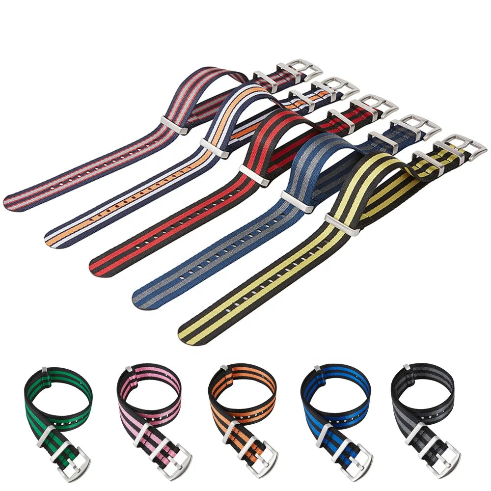 Universal 18mm-24mm Nylon Watch Band Heavy Duty Sport Canvas Wrist Bracelet Men's Women's Accessory 20mm 22mm 24mm Watch Strap