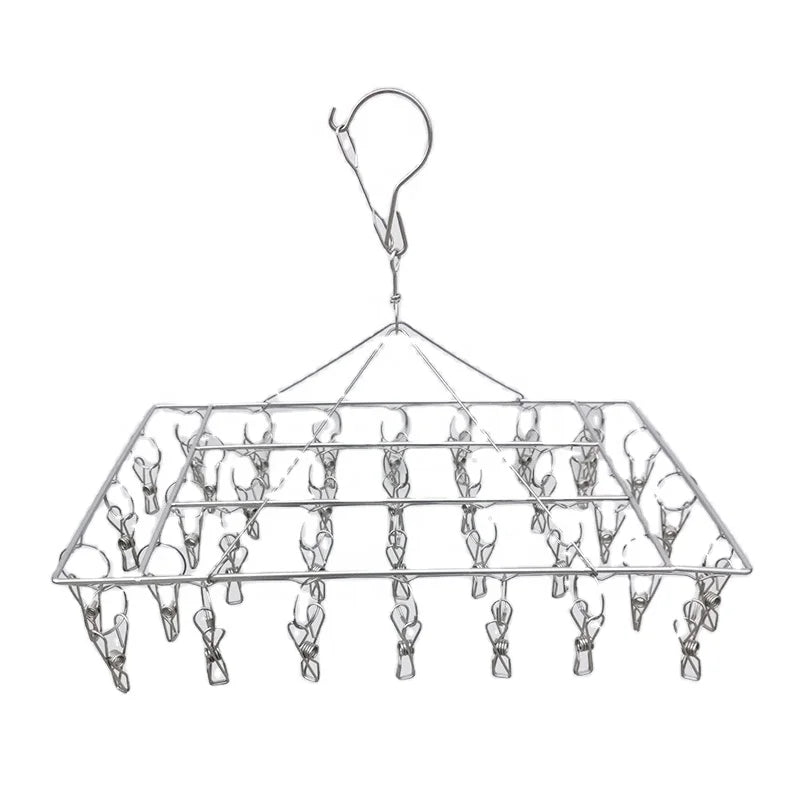Popular Stainless Steel Outdoor and Indoor Luxury Cleaning Travel Coat Hanger and Clothing Square Socks Hanger