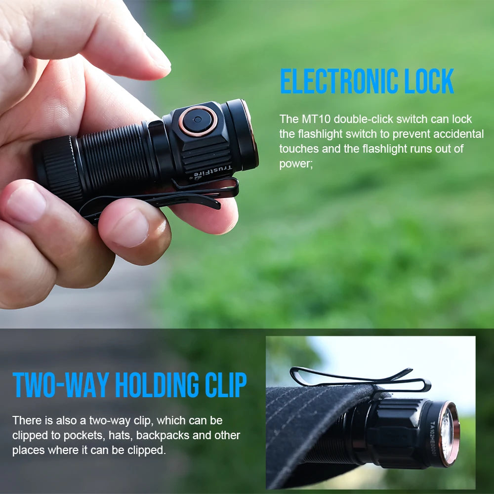 For MT10 Super Bright 1050LM IP68 Waterproof 155M Beam Distance Aluminum Alloy USB-C Rechargeable Portable Mini Flashlight