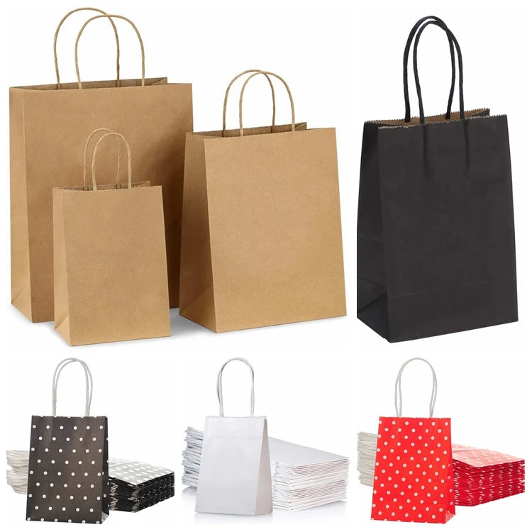 Luxury Brown Cardboard Foldable Gift Bag Clothes Shoes Bags Custom Printed Shopping Bags with Paper Twisted Handles