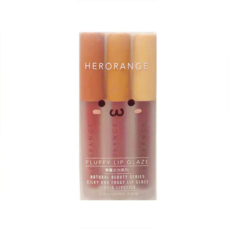 3 Color/Set Lipstick Liquid Matte Waterproof Lip Gloss Long Lasting Pigment Nude Lip Set Velvet Lip Stick Kit