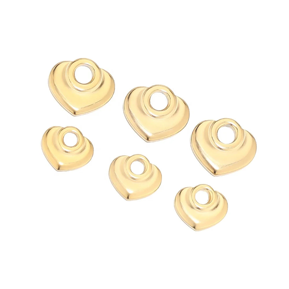 Simple Gold Color Heart Pendant Charms DIY Jewelry Making Women Bracelets Accessories Findings Earrings Supplies