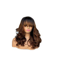 Joywigs 16in Ombre Brown Ombre Wave Wig Glueless Wear and Go Fringe Human Hair Natural Style 180% Coverage