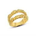 Personalized Waterproof Stainless Steel Irregular Shape Gold Hammered Ring Handmade Jewelry