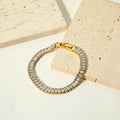 Luxury Jewelry Gold Plated Stainless Steel Tennis Bracelet Zircon CZ Square Tennis Chain Bracelet for Women