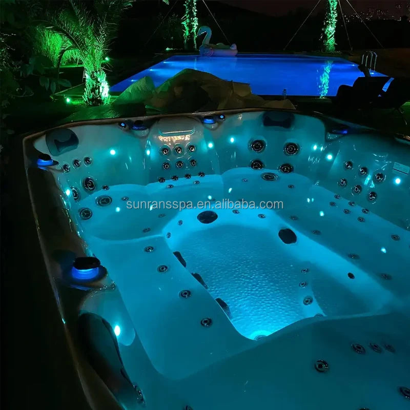 Sunrans Hot Sale Luxury Outdoor Hot Tub Balboa System 8 Person Whirlpool Spa Pool for Family House Party