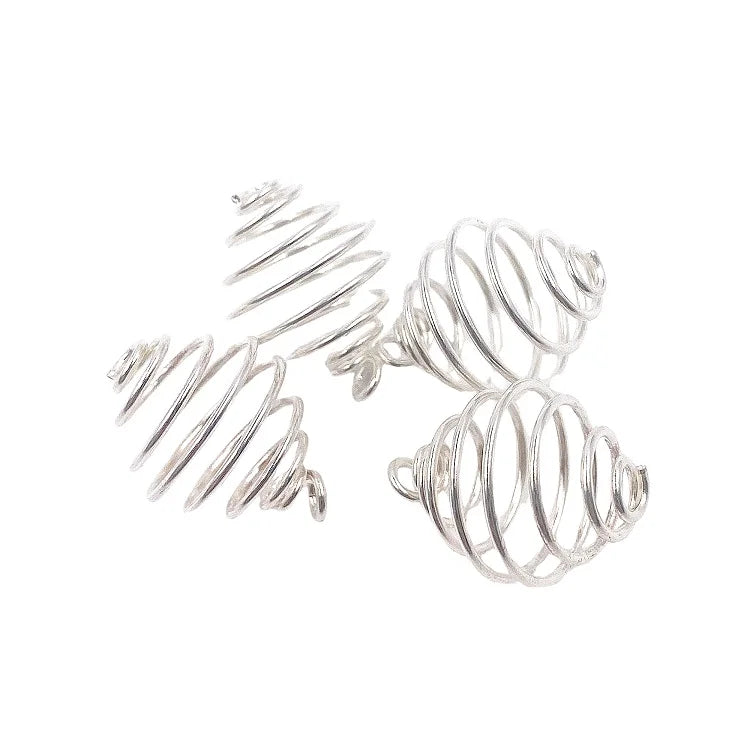 OEM Creative Silver Plated Art Spring Supplies Earrings Durable Jewelry Bead Cage Pendant with Stable Coil Style