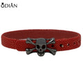 Fashion Personalized Skull CZ Men Bracelet Genuine Stingray Leather Bracelet
