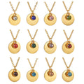 DAIHE Fashion New Engraved Birthstone Necklaces 18k Gold-Plated Necklaces for Women Stainless Steel