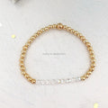 4mm Dainty 925 Sterling Silver Rose Gold Bead Crystal Beaded Stretch Sparkle Bracelets for Women