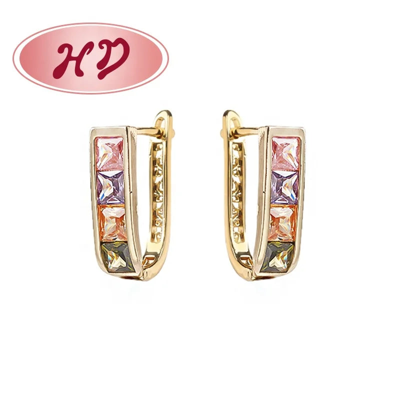 Oro Trendy Women's Huggies Hoop Earrings With 18K Laminated Gold Plated Brass and Cubic Zirconia Wholesale Earrings Women