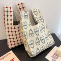 Autumn Winter Female Underarm Bag Lattice Checkered Wool Crochet Tote Knitted Handbags for Women
