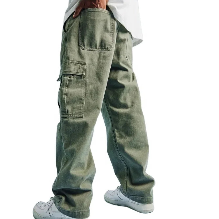 Custom logo Streetwear Mens Oversized Cargo Jogger Wide Leg Track Pants Trousers Baggy Cargo Pants Mens Pants