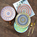 Padprinting Assorted Colors Serving Pasta Steak Salad Dessert Appetizer Colorful Porcelain Lunch Bohemian Dinner Plates MegaBDM