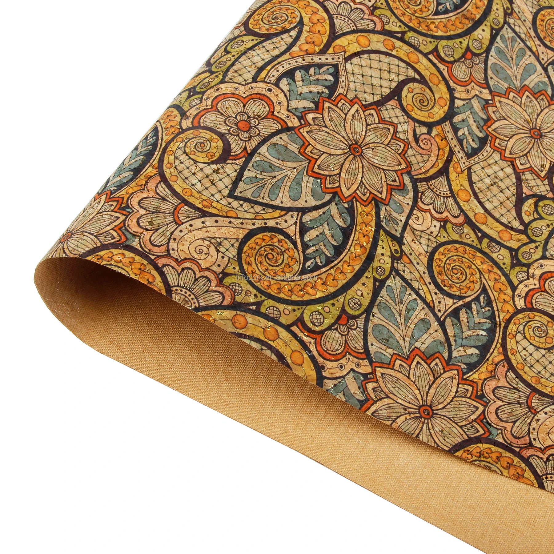 Dongguan INFOCOKR Factory - Designer Vinyl Printed Cork Fabric Synthetic Microfiber Leather | Direct Supply Wholesale