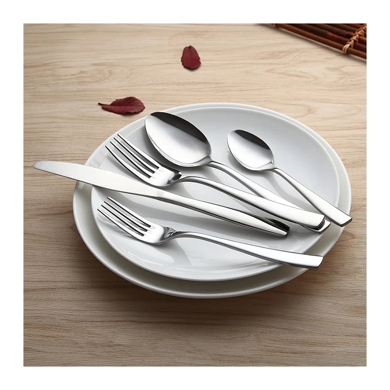 Custom Logo Stainless Steel Cutlery Set Silver Metal Stainless Steel Knife Fork Spoon Cutlery Set for Restaurant Hotels