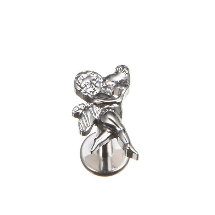 Fuxuan ASTM F136 Titanium Sexy Shaped Threaded Top Labret Ear Tragus Piercing Titanium Body Piercing