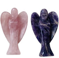 Wholesale High Polished Pink and Purple Crystal Crafts Classic Dream Amethyst Rose Quartz Carved Angel