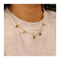 Chris April Luxury Jewelry 316L Stainless Steel PVD Plated Pear Shape Drop Zircon Colorful Charm Bead Chain Necklace