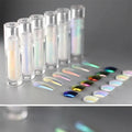 Small Tube Quick Dry Liquid Chrome Powder Aurora White Pigment With Brush Glossy Rub Professional Salon Nail Glitter Set