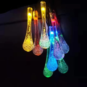 Solar Water Drop String Lights Power 5M 7M 12M Fairy Lights Garlands Garden Christmas Decor for Outdoor