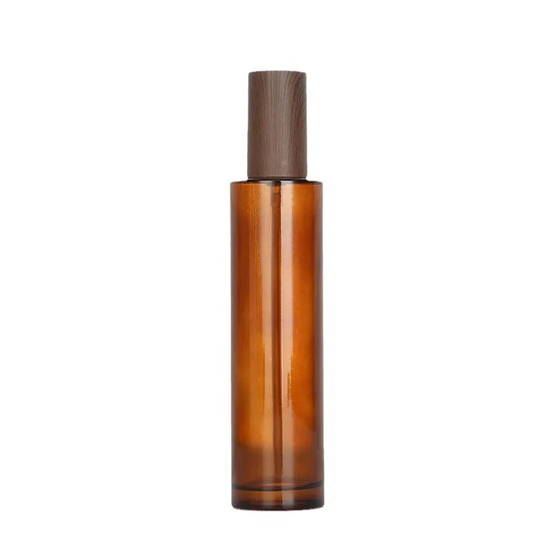Hot-sale Brown Press Spray Glass Skin Care Lotion Bottle with Frost Finish Screw Cap for Face Cream Mascara Packaging Model