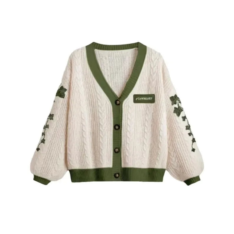 Men's Ladies' Casual Winter Jacquard Front Embroidery Button Decor Knitted Logo Christmas Digital Print Mushroom Sweater